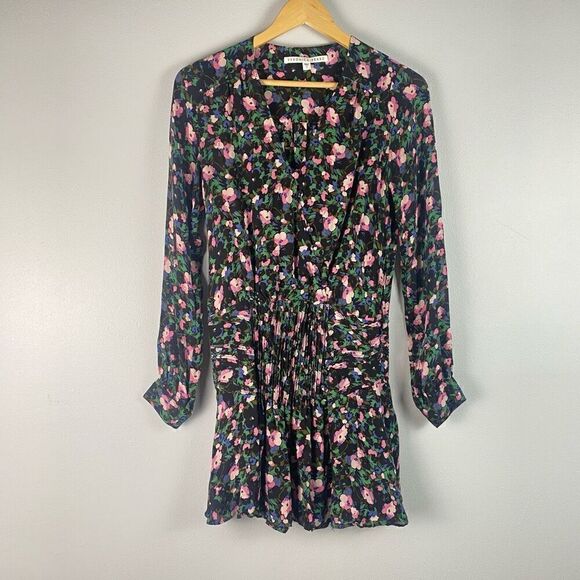 Veronica Beard Naomi Floral Silk Long Sleeve Mini Dress - Picture 12 of 13